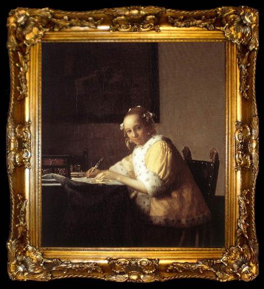 framed  Jan Vermeer A Lady Writing a Letter, ta009-2